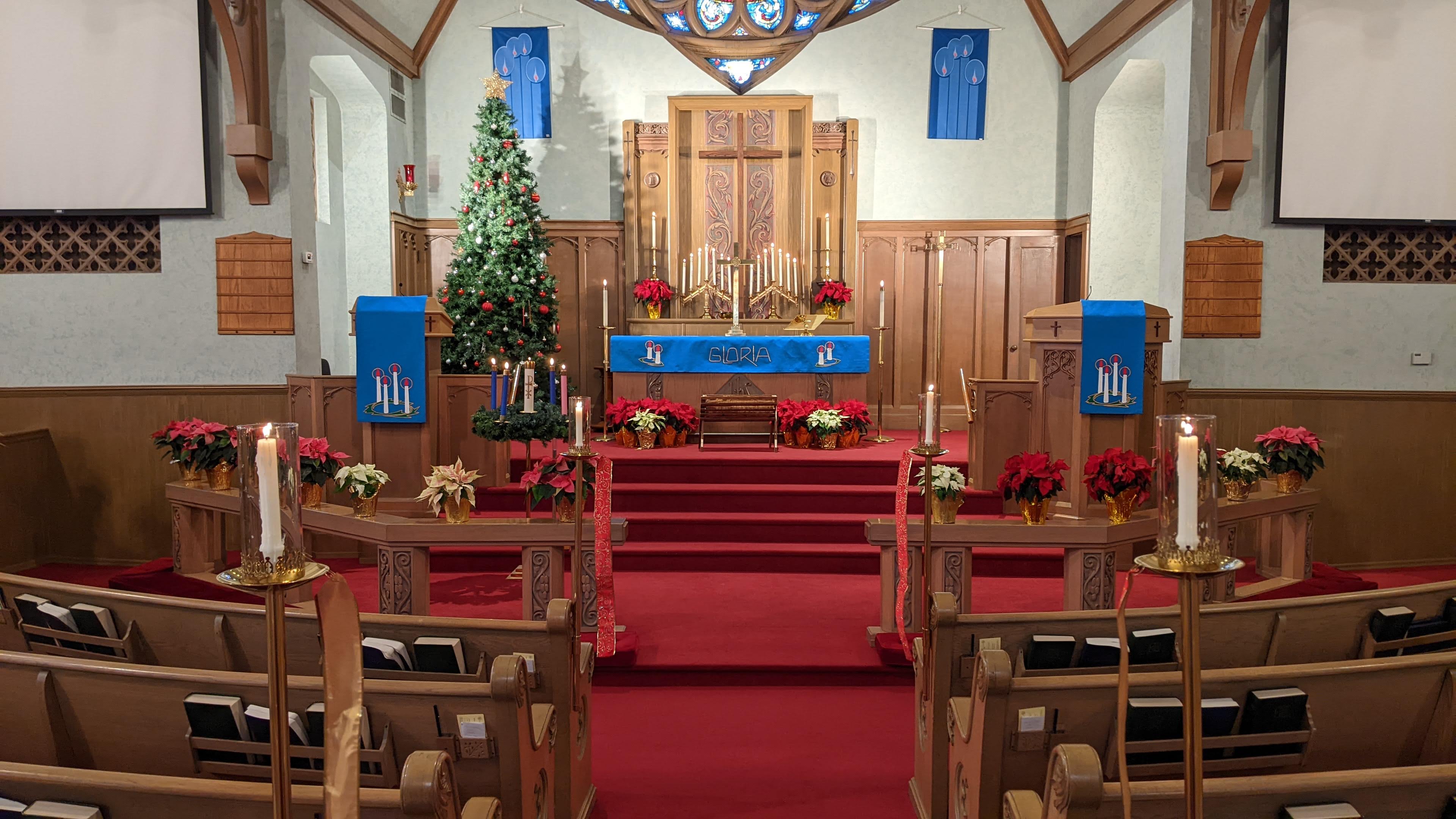 Sanctuary decorated for Christmas